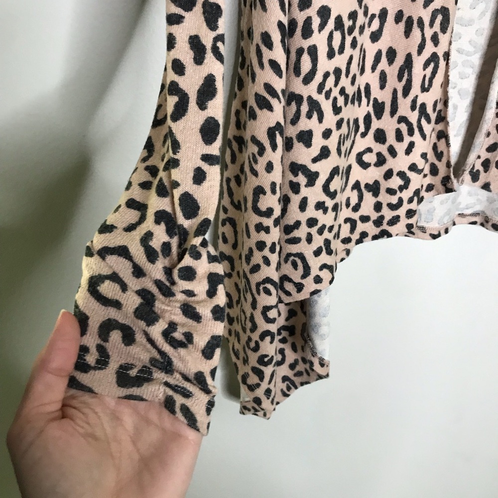 BOBEAU pink and black leopard print open front cardigan size XS - Picture 8 of 10
